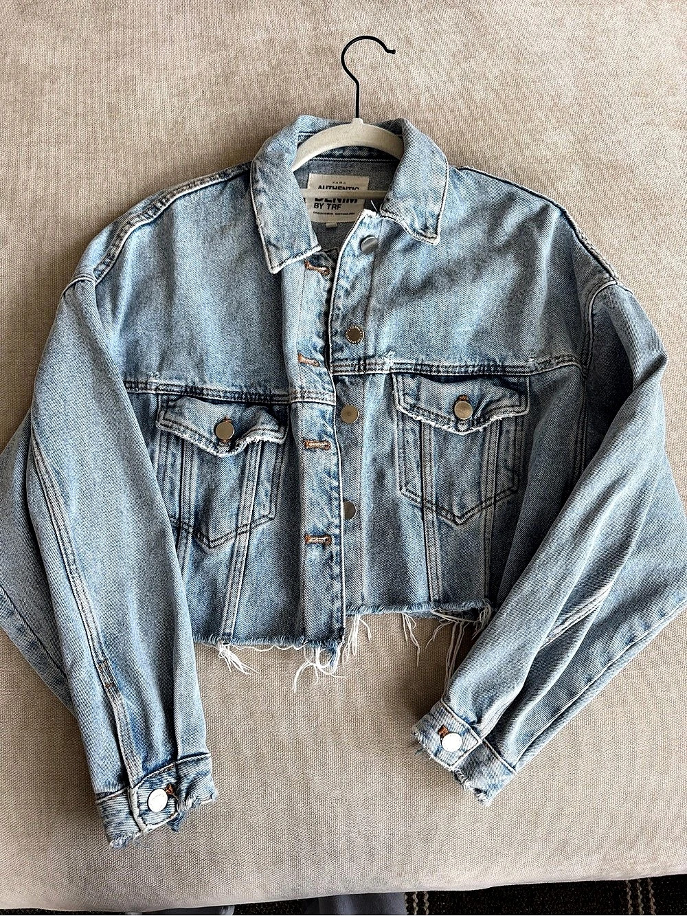 Zara Authentic Denim by TRF Cropped Trucker Jacket Cropped Denim Jacket Blue